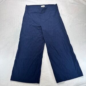 Avenue Montaigne Womens Navy Blue Wide Leg Crop Pants Size 12 Made in NYC